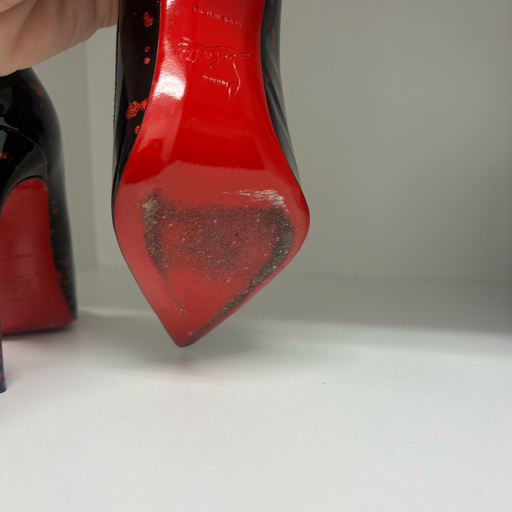 Christian Louboutin Pigalle Follies Black Patent sz 37 red black w box 100mm - Picture 12 of 15